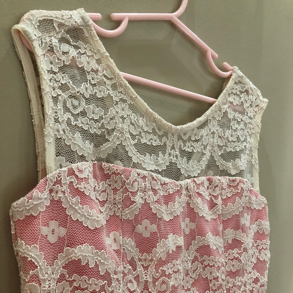 Girls Coral Lace Dress